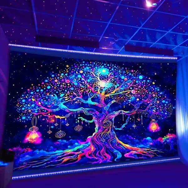 Blacklight doek 'Fantasie Boom'